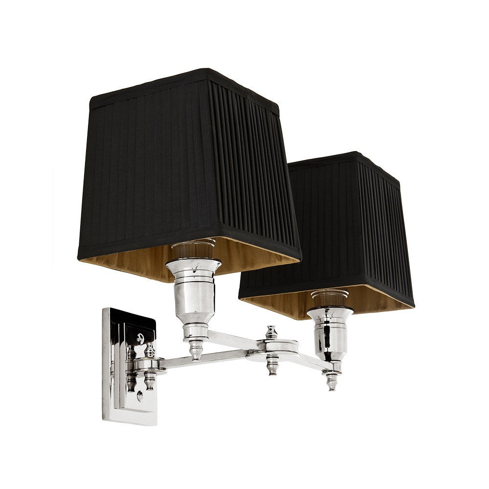 Lexington Double | Polished Nickel | Black Shade - Magins Lighting Interior Wall Lamps Lead Time: 8 - 10 Weeks Magins Lighting 
