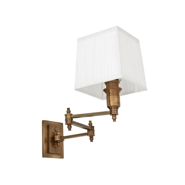 Lexington Swing Arm | Aged Brass | White Shade - Magins Lighting Interior Wall Lamps Lead Time: 5 - 6 Weeks Magins Lighting 