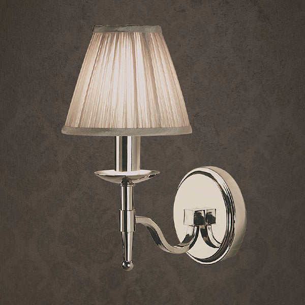 Stanford Single Wall Lamp / Polished Nickel / Shimmer Grey Shade - Magins Lighting Wall Lamp Lead Time: 1 - 2 Weeks Magins Lighting 